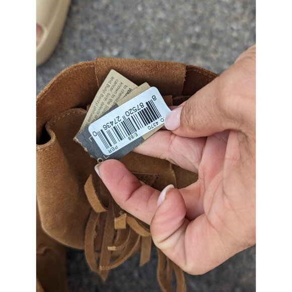 Dingo 1969 Size 10M Women's Kelsey Suede Fringed Hidden Wedge Western Boots - Picture 7 of 10